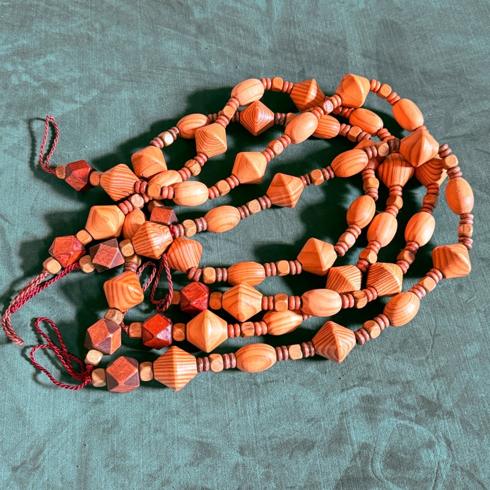 Four‎ Vintage Wooden Bead Long Multi Strands Bohemian Boho 26"
